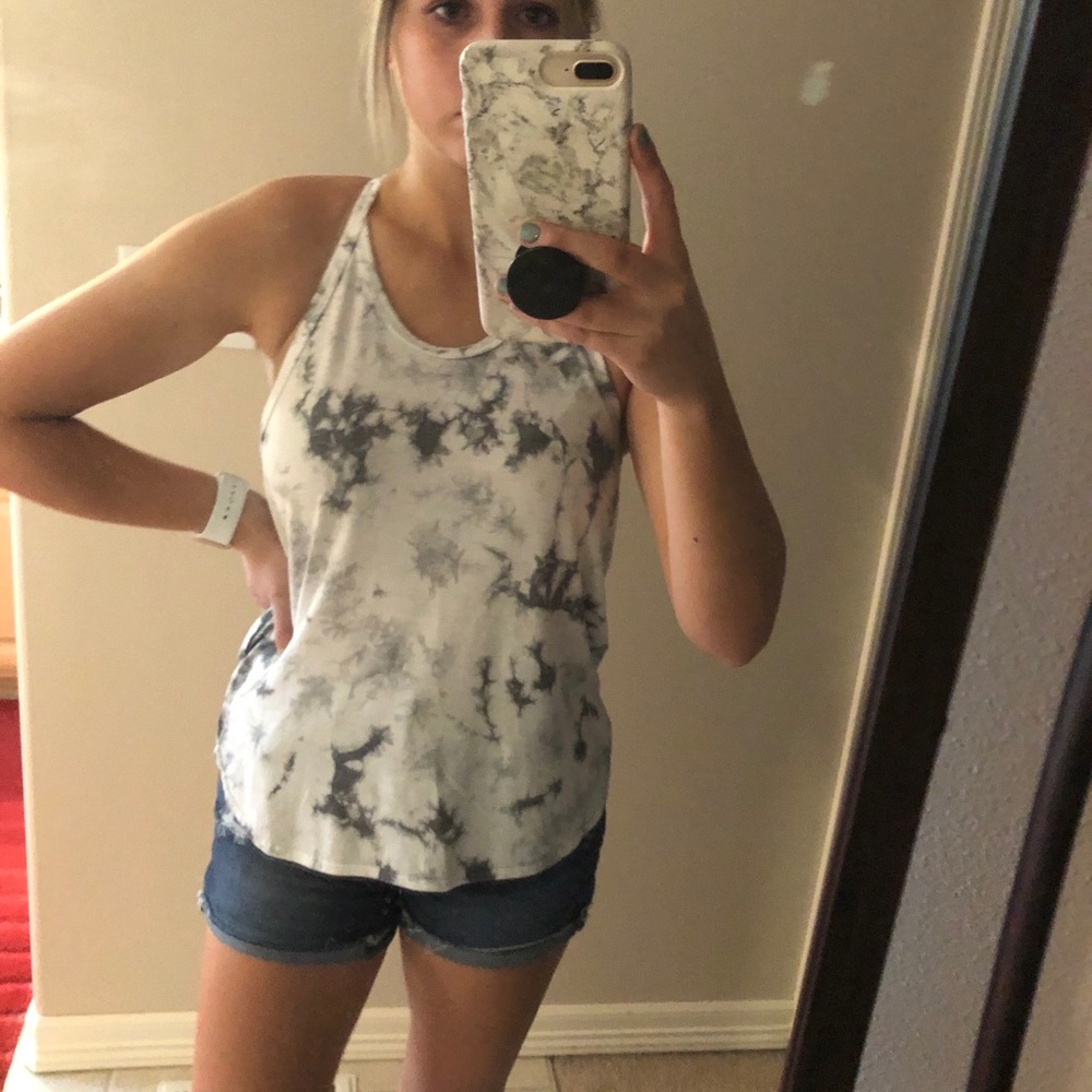Grey tye dye razor back tank top